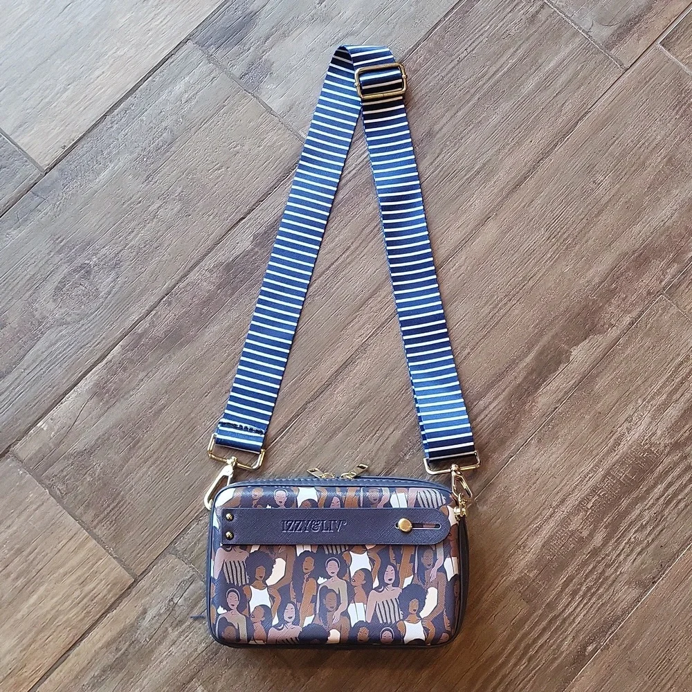IZZY & LIV Powerful Women Crossbody Clutch Bag w/ Adjustable Strap Gold Accents - Picture 2 of 13